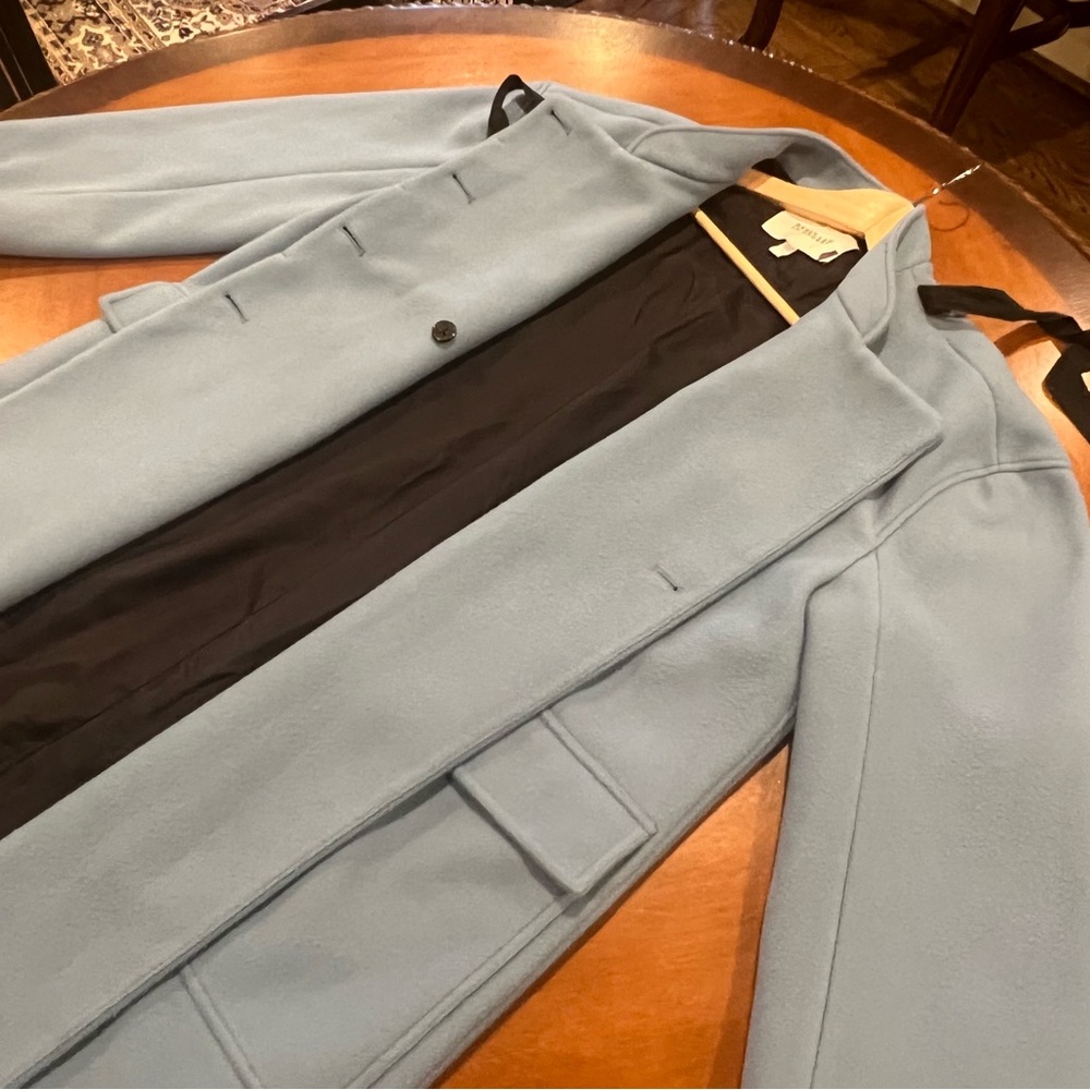 10 Crosby Derek Lam Sky Blue Cape Coat with Black Detail - Picture 9 of 16
